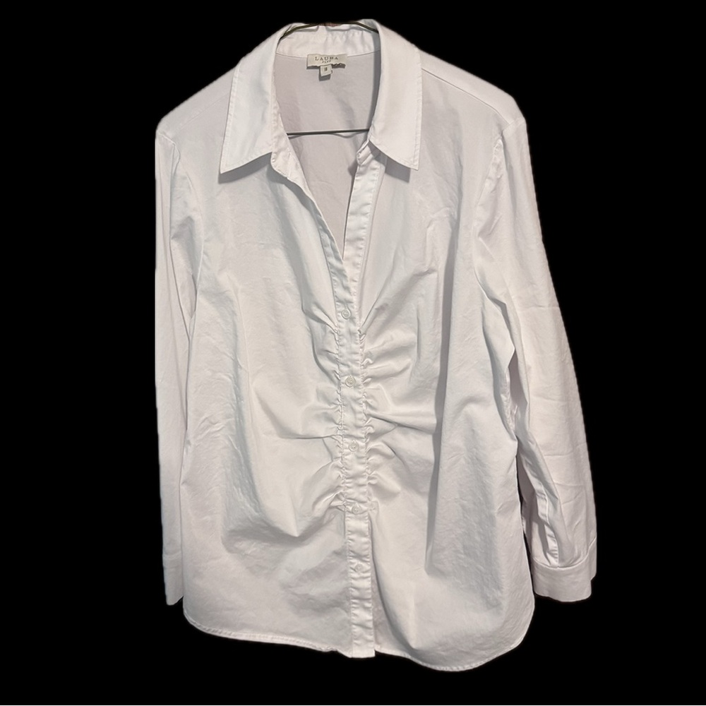 LAURA White Ruched Blouse size 18